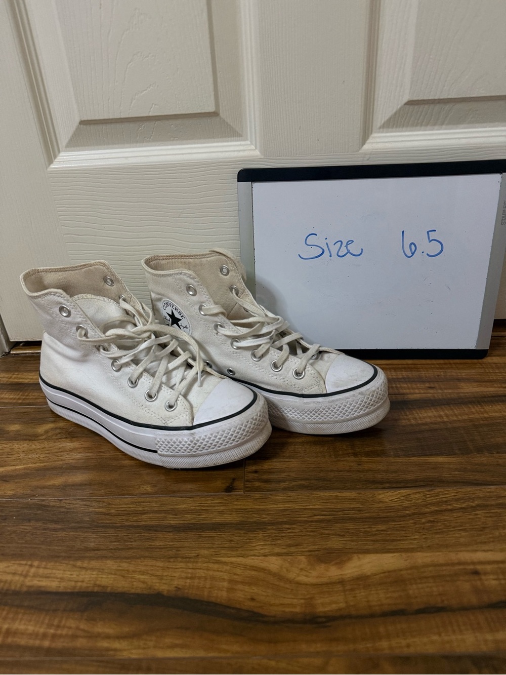 Converse Kids White High-Top Platform Sneakers with Black Trim